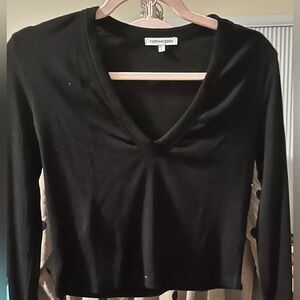Cotton Citizen Black Long Sleeve V-Neck Top